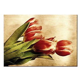 Tranh Canvas Treo Tường Trang Trí Hoa Tulip Đỏ Suemall CV140840