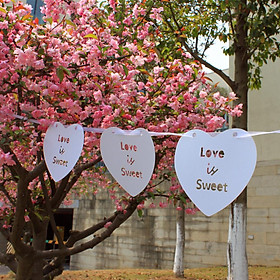 White Heart Bunting Banner Love Is Sweet Garland Wedding Party Decoration