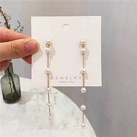 Bông tai ngọc trai nhân tạo tua rua cá tính