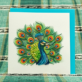 Thiệp Giấy Xoắn Chủ Đề Chim - Chim Công - NCC-B1508