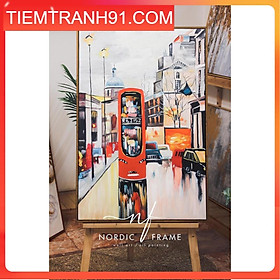 Mua Tranh sơn dầu cao cấp - NORDIC FRAME - Tranh đường phố sắc đỏ  vẽ tay 100%  đẳng cấp và sang trọng  vẽ theo yêu cầu