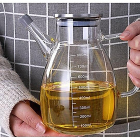 Mua Bình đựng gia vị lỏng  dầu ăn  mắm  dầu oliu... nắp inox vòi cao có nắp đậy silicon 850ml