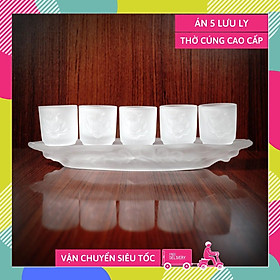 Mua Bộ án năm 5 ly nước thờ cúng lưu ly trắng sen nở cao cấp - Hàng VIP