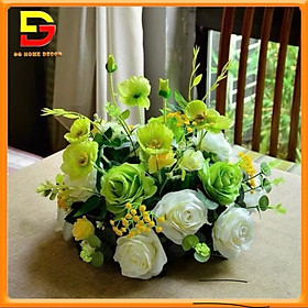 Mua Lẵng Hoa Lụa Nhiều Mẫu Rộng 30cm Hoa Trang Trí Phòng Khách Bàn Ăn Bàn Tiệc Sang Trọng DG-301