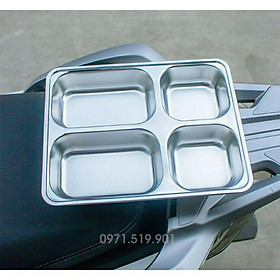 Khay Đựng Cơm Văn Phòng Inox Cao Cấp Có Nắp Đậy Tiện Dụng( loại 1 TẶNG Kèm Bộ Đũa Thìa Và Bát inox)