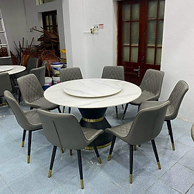 Mua Bàn ăn thông minh mặt đá tròn có mâm xoay kết hợp ghế Loft trám