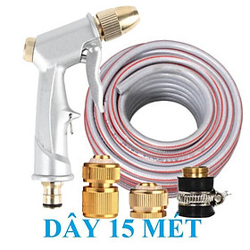 Mua Vòi Xịt Rửa Xe️ Bộ dây vòi xịt nước rửa xe  tưới cây   tăng áp 3 lần  loại 15m 206587 đầu đồng cút đồng
