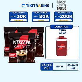 [Tặng Ca Đá] Combo 3 Bịch Cà phê Hòa tan NESCAFÉ CAFÉ VIỆT 35 gói Vị Mạnh đặc trưng