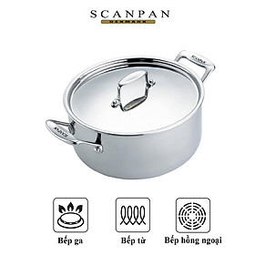 (Ảnh thật) Nồi inox đáy từ cao cấp Scanpan Fusion 24cm-5.2L 74252400, đúc liền 5 lớp, tay cầm chống nóng, dùng máy rửa bát