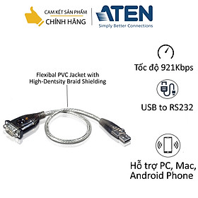 Cáp chuyển đổi USB sang RS232 Adapter (35cm) - Aten UC232A- Hàng chính hãng