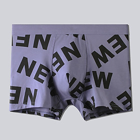 Sịp Đùi- Quần Lót Nam Boxer Cotton Mềm Nhẹ Thoáng Khí Họa Tiết Chữ New K023 - Nâu tím - L