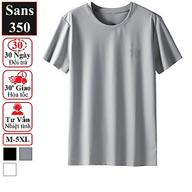 Áo thun nam trơn basic Sans350 vải lưới thoáng khí mát mẻ thể thao lạnh cổ tròn đen trắng xám phông bigsize 3XL 4XL 5XL