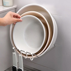 Giá Treo Rổ Rá, Thau Chậu và Dụng Cụ Bếp Dán Tường Không Khoan Đục Kèm 4 Móc Treo Đồ Tiện Lợi MTC1
