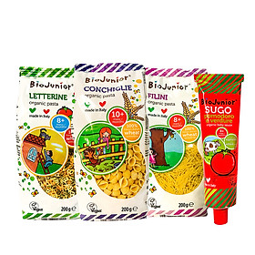 Combo 3 gói mì ăn dặm + 1 sốt cà chua hữu cơ cho bé Bio Junior