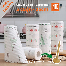 Mua 25cm 5c | Cuộn giấy lau nhà bếp đa năng vải không dệt có thể tái sử dụng nhiều lần - hoa văn ngẫu nhiên