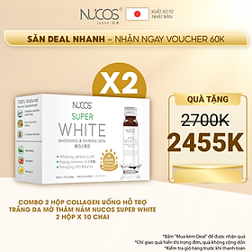 Combo 2 Hộp Collagen uống hỗ trợ trắng da mờ thâm nám Nucos Super White​ 10 chai x 50ml