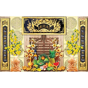Mua tranh dán phòng thờ  bàn thờ 3D in Vải Lụa