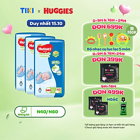 Combo 03 Miếng lót sơ sinh Huggies Tràm Trà Newborn 2 4-7kg N40 N60