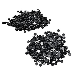 500pcs Plastic Half Round Imitation Pearls Decors Flat Back Bead Black 4/6mm