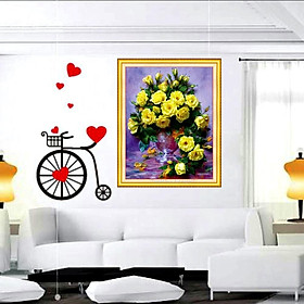 Mua Tranh thêu chữ thập Bình hoa hồng tuyệt đẹp LV3212 - tự thêu