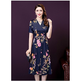 Đầm Trung niên đầm quý bà Bigsize Đầm họa tiết - HATI 120