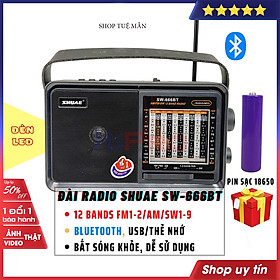 Hình ảnh Đài Radio ShuaeSW-666BT 12Band Fm/Am/Sw, Bluetooth/Usb/Thẻ Nhớ, Đài Nghe Nhạc Cao Cấp-Hàng Chính Hãng