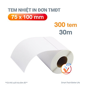 Cuộn giấy in nhiệt giấy in bill VAYO 75x100mm - loại 30m, tự dính,chống nước, dành cho TMĐT