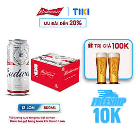 Thùng 12 Lon Bia Budweiser 500ml  Lon