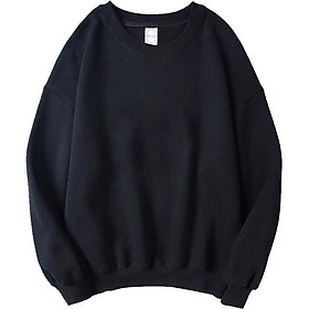 Áo sweater đen trơn form rộng unisex
