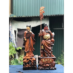 Mua Cặp tượng văn võ song toàn không minh gia cát lượng và quan công bằng gỗ hương đá tô làm mầu giả cổ kt cao 50cm