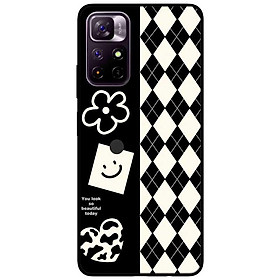 Ốp lưng dành cho Xiaomi Redmi Note 11 4G - Redmi Note 11 5G / Redmi Note 11T 5G / Redmi Note 11S 5G  - Hoa Trắng Đen