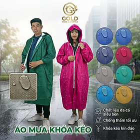 Áo Mưa Dây Kéo Cao Cấp Người Lớn Vải Dù Da Cá 1m4 - Giao màu ngẫu nhiên