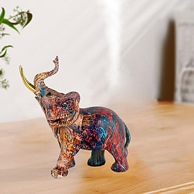 Modern Elephant Figurine Resin Statue Crafts Sculpture for Office Desk Decoration
