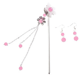 Dangle Hair Stick Chopstick Clip Flower Hairpin  Pin Tassel Earrings