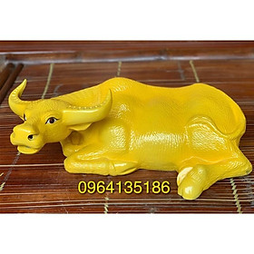 Mua Tượng trâu nằm dài 48cm men vàng gốm sứ Bát Tràng