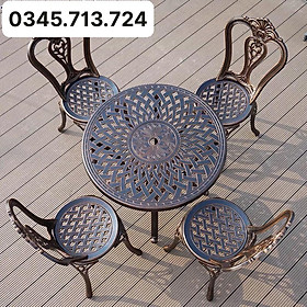 Bàn ghế cà phê ngoài trời - Bàn ghế sân vườn nhôm đúc ( 58T - 27C )