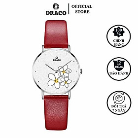 Đồng Hồ Nữ Sang Trọng DRACO D22-STN01 “Flower Garden” Trắng Da Đỏ