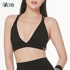 Áo bra tập gym yoga 2 dây chéo lưng cách điệu co giãn cực tốt màu đen LYB FW22-S00006