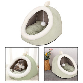 Cat Bed Warm Nest Dog Hut Kennel Winter Soft Plush Hooded Sleeping Pad Tent
