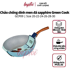 Mua Chảo chống dính đáy từ  chảo đúc men đá xanh sapphire Green Cook GCP09 công nghệ Hàn Quốc_Hàng chính hãng