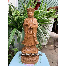 Tượng phật địa tạng vương bồ tát bằng gỗ bách xanh thơm phức kt cao 30×10.5×10cm 
