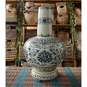 Mua Bình Hoa lam truyền thống Gốm Chu Đậu (S3) - Kích thước F30 x H50 cm