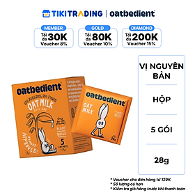 Sữa Yến Mạch Dạng Bột OATBEDIENT Vị Nguyên Bản Thuần Chay Hộp 5 Gói x 28g