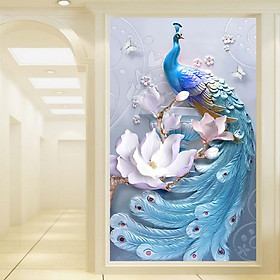 Tranh dán tường 3D chim công SN38 (100x150cm)