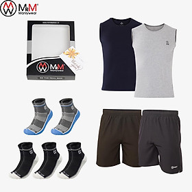 Sport Box - 2 Áo Tanktop sát nách, 2 quần short nam, 5 đôi tất thể thao thương hiệu MRM Manlywear