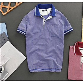 Áo thun nam cổ bẻ sọc ngang có túi áo