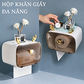 Mua Hộp đựng khăn giấy  hộp khăn giấy  nhựa PP hoạ tiết sừng nai dễ thương  màu trắng sang trọng