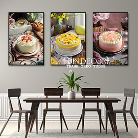 (HCM)Tranh treo tường tráng gương trang trí decor tiệm bánh kem,bánh sinh nhật có khung kèm đinh treo