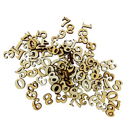 100pcs Wooden Cutout 0-9 Arabic Number Embellishments for Kids Crafts Games