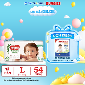 Tã Dán Siêu Cao Cấp Huggies Platinum Naturemade L54 (54 Miếng)